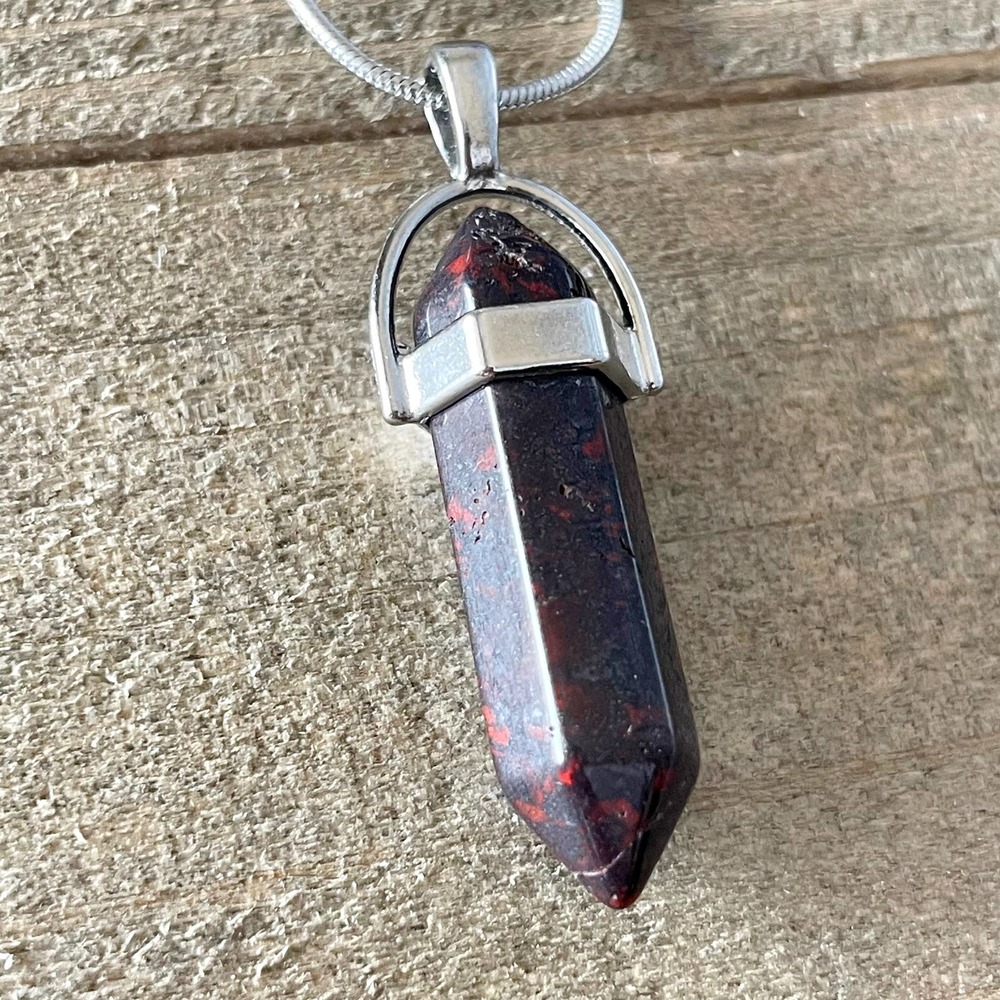 Crystal Pendant Necklace on 16" Silver Snake Chain #003
